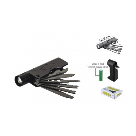 linterna recargable aluminio 3w multiherramienta