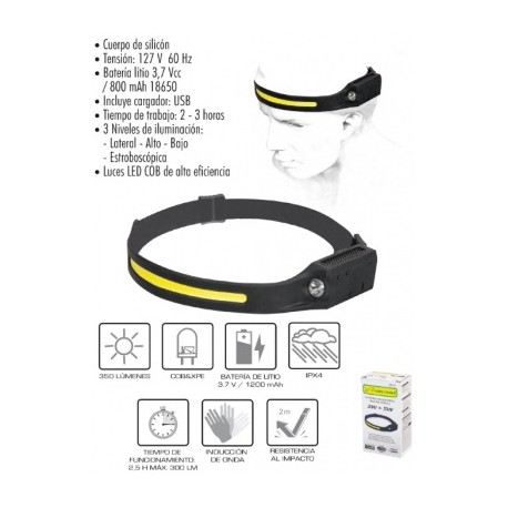 linterna recargable silicon cabeza 3w
