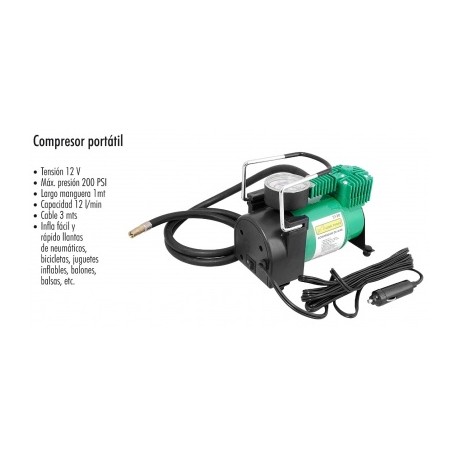 compresor de aire portatil 200 psi 12v lion