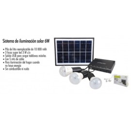 sistema de iluminacion solar 6w 3 focos