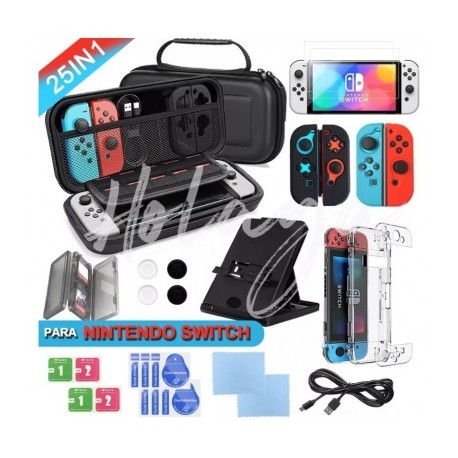 kit 25 accesorios funda nintendo switch oled