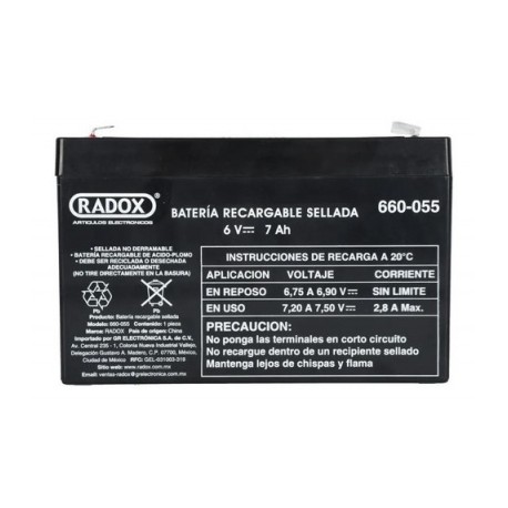 bateria recargable sellada 6v 7a radox