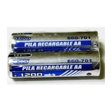 paquete 2 baterias aa recargable 1200 mah radox