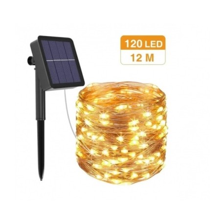 guirnalda solar led 12 metros luz calida