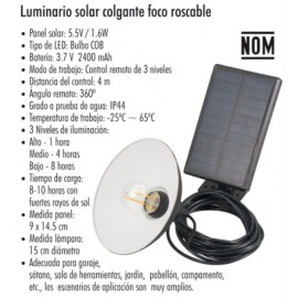 luminario solar colgante foco rosable 2w