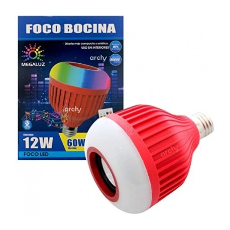 foco bocina bluetooth colores 12w bl-015bl mega luz