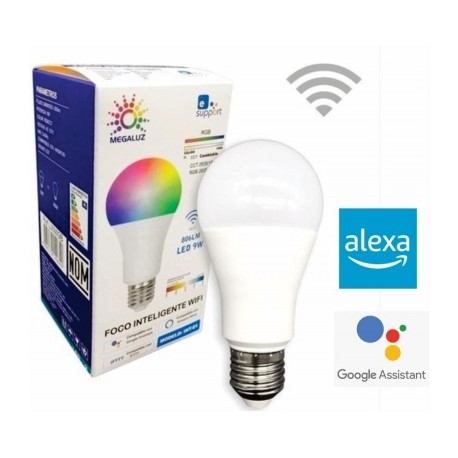 foco led 9w rgb int-01 wifi alexa google