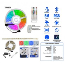 tira led ritmica bluetooth rgb 5 metros 30w5mar